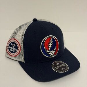 Grateful Dead Steal Your Face Navy Trucker Hat Lids Exclusive Snapback